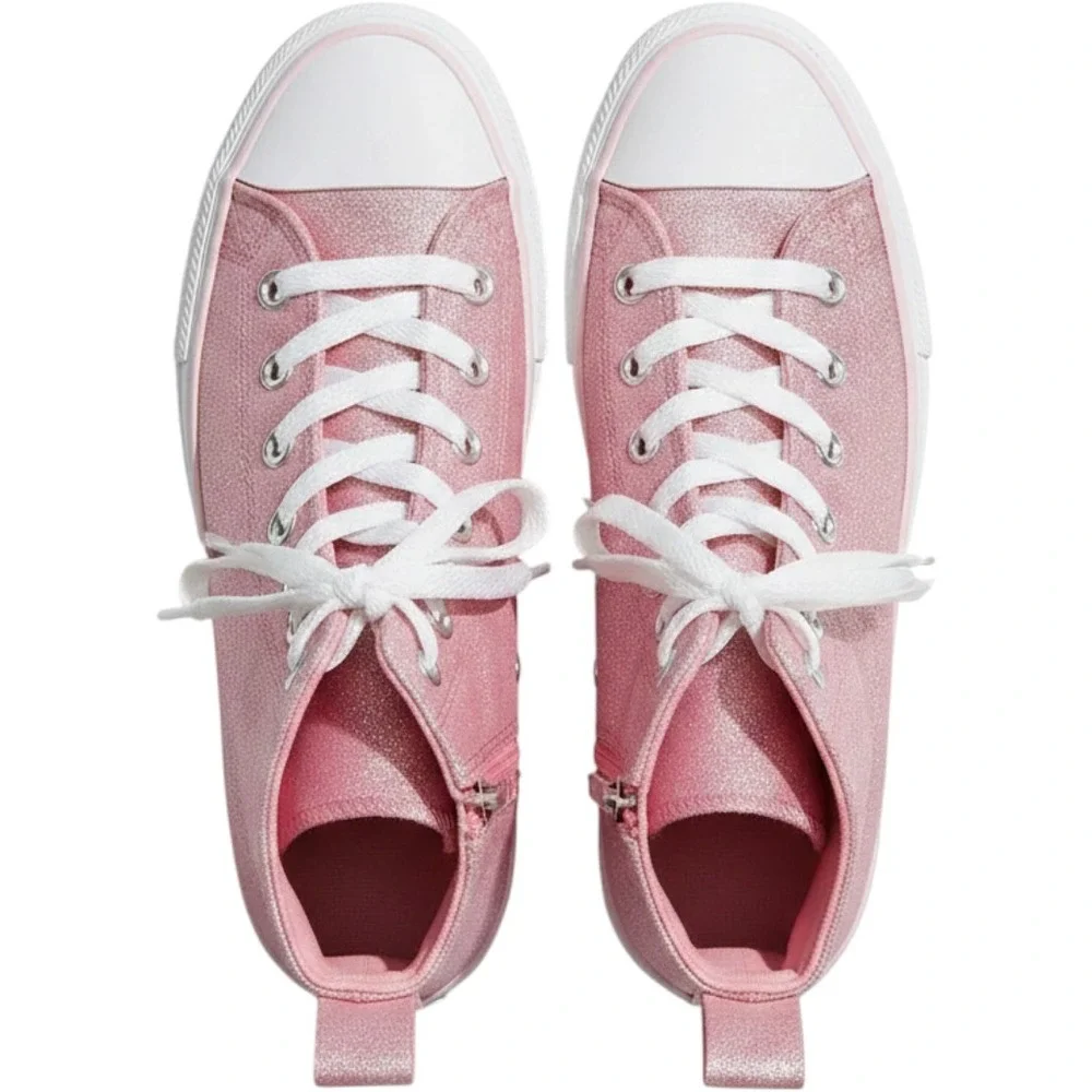 Converse Chuck Taylor All Star Lugged Pink Glitter High Top Kids Shoes A05230C 4
